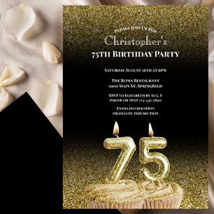 Invitation d'anniversaire 75 ans pour lui noir et 