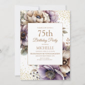 Invitation d'anniversaire 75 ans Purple Ivory Flor (Devant)