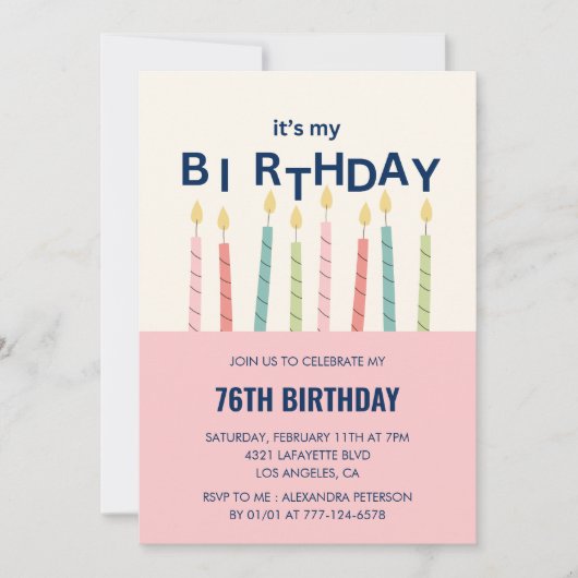 Invitation d'anniversaire 76 ans avec humour drôle (Devant)