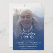 Invitation d'anniversaire 77 ans Bleue Fête d'anni (Devant)