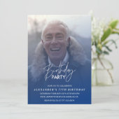 Invitation d'anniversaire 77 ans Bleue Fête d'anni (Debout devant)