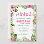 Invitation d'anniversaire 77 ans Hawaïenne Fleur t (Devant)