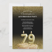 Invitation d'anniversaire 79 ans noir et or pour l (Devant)