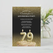 Invitation d'anniversaire 79 ans noir et or pour l (Debout devant)