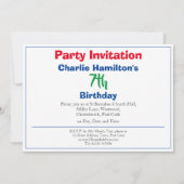 Invitation d'anniversaire 7 ans (Dos)