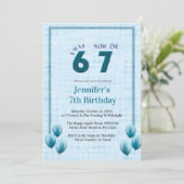 Invitation d'anniversaire 7 ans Bleu sarcelle J'av (Debout devant)