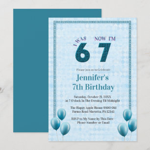 Invitation d'anniversaire 7 ans Bleu sarcelle J'av