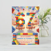 Invitation d'anniversaire 7 ans Blocs de construct (Debout devant)
