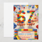 Invitation d'anniversaire 7 ans Blocs de construct (Devant / Derrière)