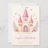 Invitation d'anniversaire 7 ans Château Princesse (Devant)