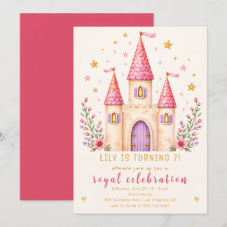 Invitation d'anniversaire 7 ans Château Princesse