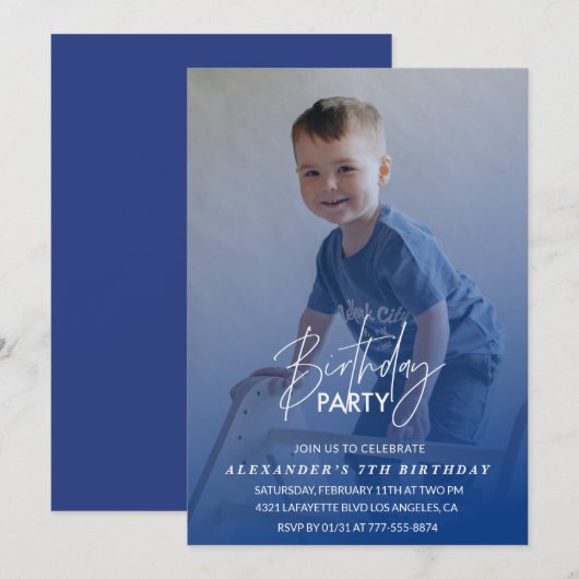 Invitation d'anniversaire 7 ans Fête d'anniversair (Devant / Derrière)