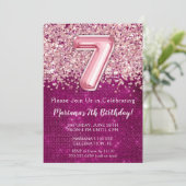 Invitation d'anniversaire 7 ans fille Magenta Rose (Debout devant)