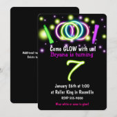 Invitation d'anniversaire 7 ans GLOW Lights Age 7 (Devant / Derrière)