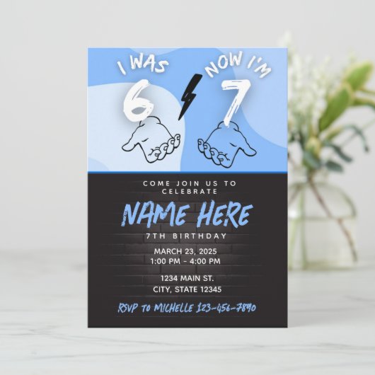 Invitation d'anniversaire 7 ans 'J'avais 6 ans, ma (Debout devant)