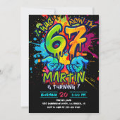 Invitation d'anniversaire 7 ans Neon Graffiti Six  (Devant)