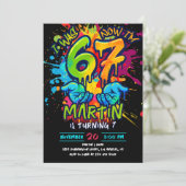 Invitation d'anniversaire 7 ans Neon Graffiti Six  (Debout devant)