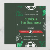 Invitation d'anniversaire 7 ans pour garçon footba (Devant / Derrière)