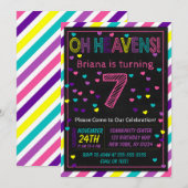 Invitation d'anniversaire 7 ans pour une fête d'an (Devant / Derrière)