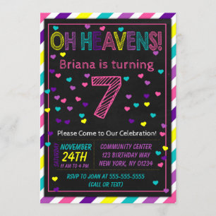 Invitation d'anniversaire 7 ans pour une fête d'an