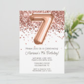 Invitation d'anniversaire 7 ans Rose Gold (Debout devant)