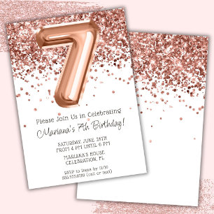 Invitation d'anniversaire 7 ans Rose Gold