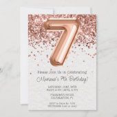 Invitation d'anniversaire 7 ans Rose Gold (Devant)