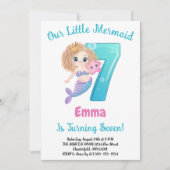 Invitation d'anniversaire 7 ans Sirène (Devant)