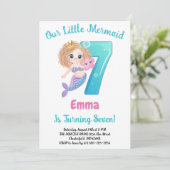 Invitation d'anniversaire 7 ans Sirène (Debout devant)