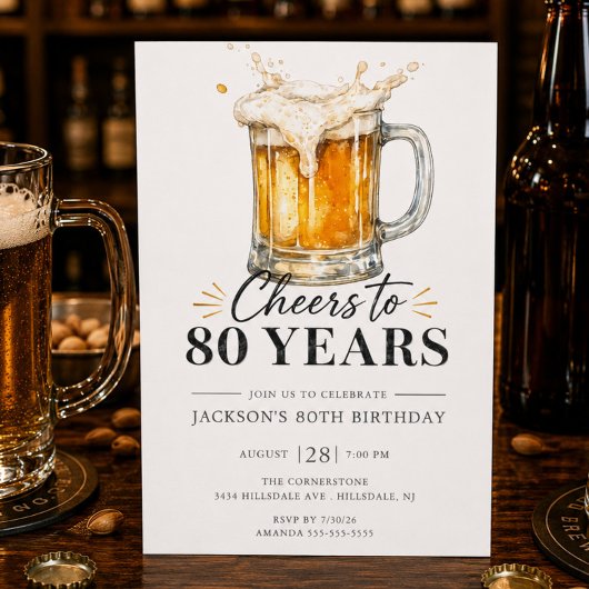 Invitation d'anniversaire 80 ans à Cheers