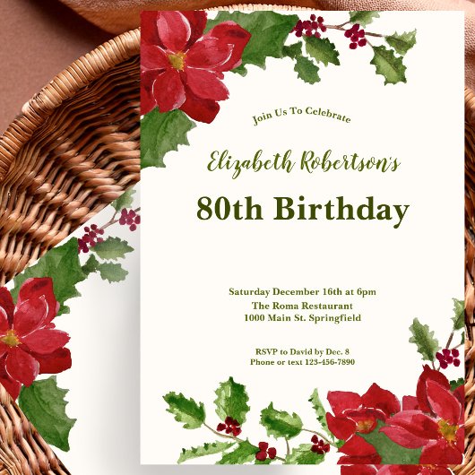 Invitation d'anniversaire 80 ans à la verdure flor
