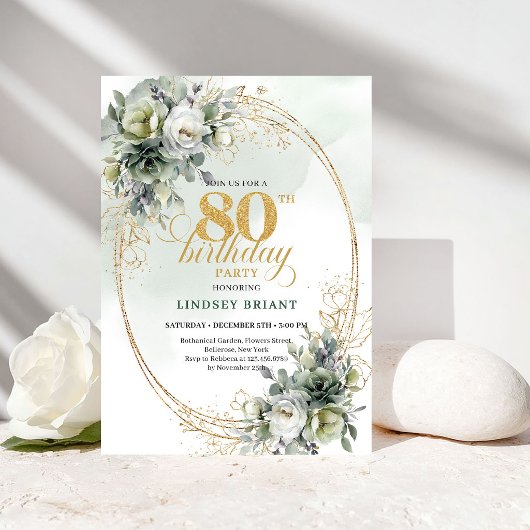 Invitation d'anniversaire 80 ans au feuillage de r