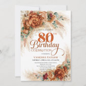 Invitation d'anniversaire 80 ans avec herbe de pam (Devant)