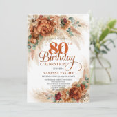 Invitation d'anniversaire 80 ans avec herbe de pam (Debout devant)