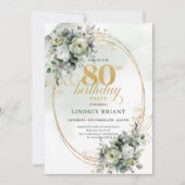 Invitation d'anniversaire 80 ans Boho Moderne avec (Devant)