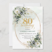 Invitation d'anniversaire 80 ans Botanique Romanti (Devant)