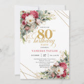 Invitation d'anniversaire 80 ans Chic Blush White (Devant)