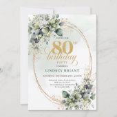Invitation d'anniversaire 80 ans Chic Botanical Wh (Devant)