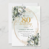 Invitation d'anniversaire 80 ans Chic Eucalyptus V (Devant)