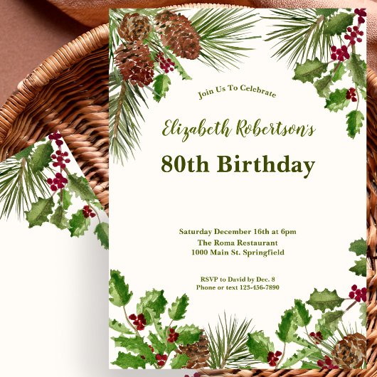 Invitation d'anniversaire 80 ans Elegant Winter Gr