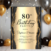 Invitation d'anniversaire 80 ans en Agate Noir Or