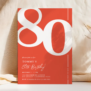 Invitation d'anniversaire 80 ans en rouge gras