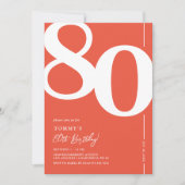 Invitation d'anniversaire 80 ans en rouge gras (Devant)