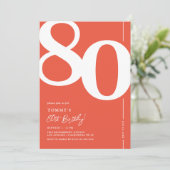 Invitation d'anniversaire 80 ans en rouge gras (Debout devant)