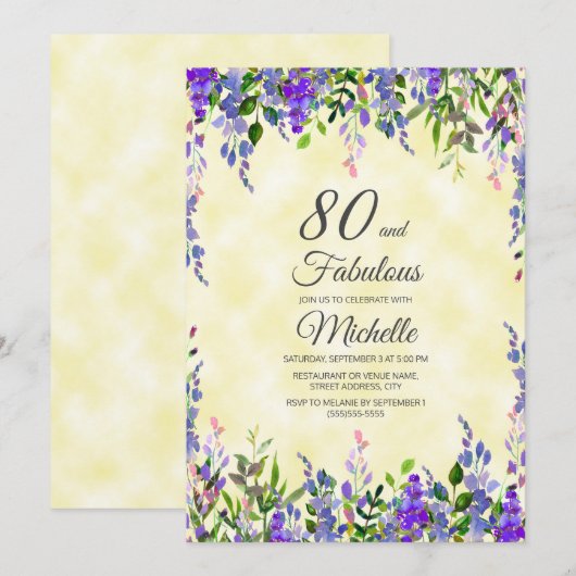 Invitation d'anniversaire 80 ans et Fabuleuse Lava (Devant / Derrière)