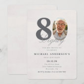 Invitation d'anniversaire 80 ans minimaliste (Devant / Derrière)