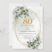 Invitation d'anniversaire 80 ans Modern Greenery G (Devant)