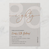 Invitation d'anniversaire 80 ans Moderne Beige & O (Devant)