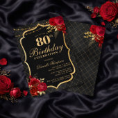 Invitation d'anniversaire 80 ans Noir, Rouge & Or