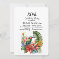 Invitation d'anniversaire 80 ans oiseau-mouche flo